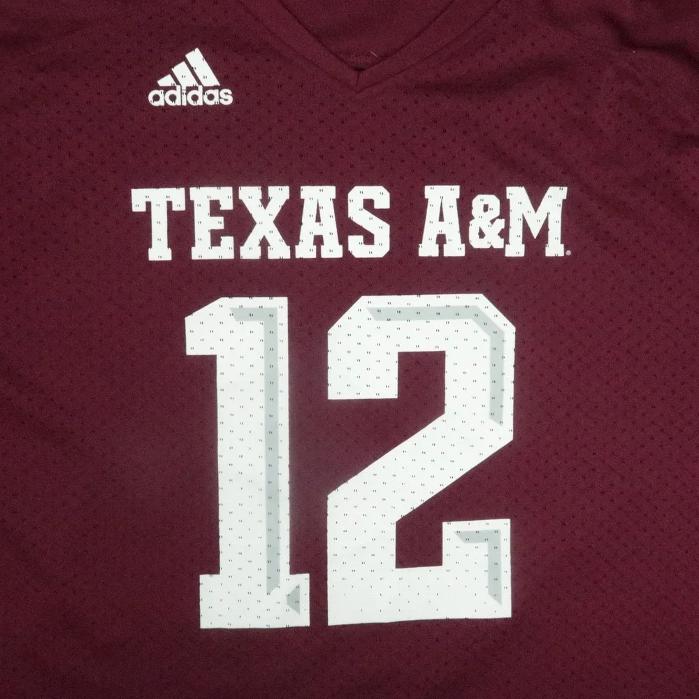 Texas‎ A&M Aggies Jersey Mens Large Adidas Maroon 12th Man Football #12